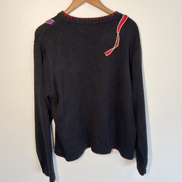 Vintage 80’s Christmas Cat Sweater Knit Embroidered - Picture 6 of 6